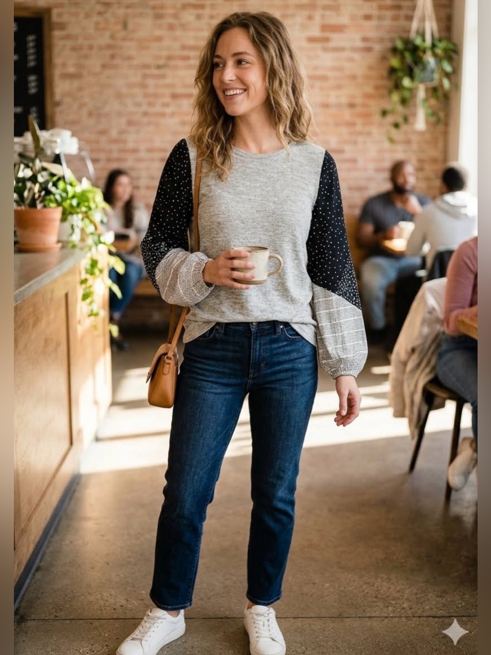 THML Gray and Black Long Sleeve Top